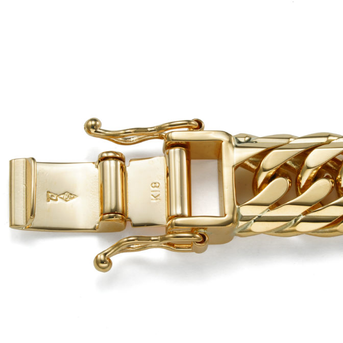 K18 18金 喜平ブレスレット 14面 Ｍカット トリプル 45ｇ 18cm 9.7ｍｍ幅