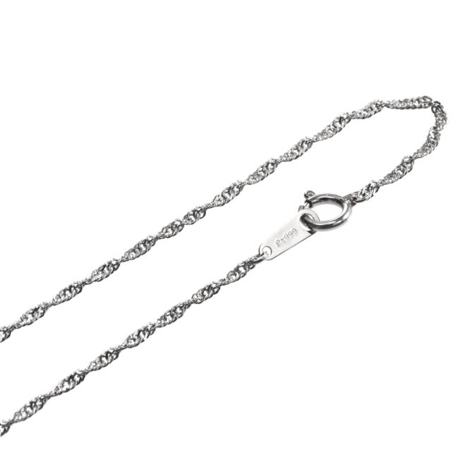 Pt999 純プラチナ スクリュー ネックレス 1.5mm幅 40cm