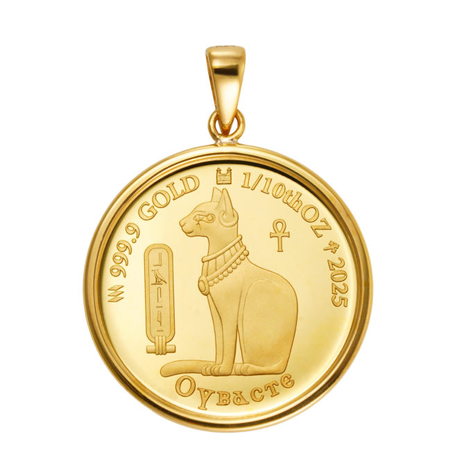 K24 純金 メダル コインペンダント クレオパトラ バステト 1/10oz シンプルフレーム