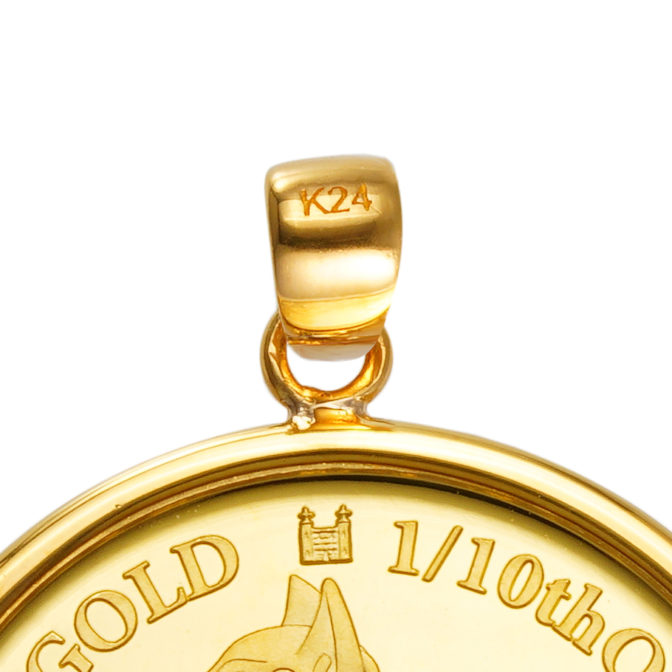 K24 純金 メダル コインペンダント クレオパトラ バステト 1/10oz シンプルフレーム