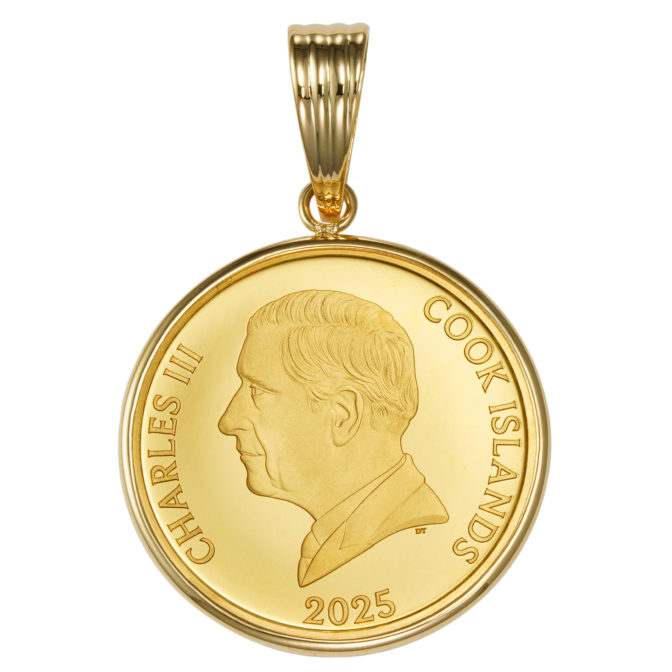 K24 純金 コインペンダント グリフォン 1/10oz シンプルフレーム