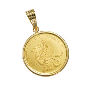 K24 純金 コイン ペンダント ロイヤルミント グリフォン チャールズ  1/10oz シンプルフレーム