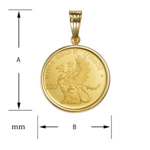 K24 純金 コインペンダント グリフォン 1/10oz シンプルフレーム