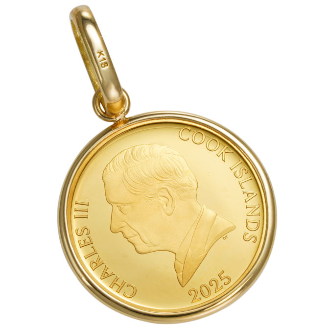 K24 純金 コインペンダント グリフォン 1/20oz シンプルフレーム