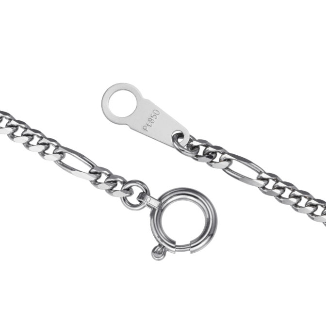 Pt850 プラチナ フィガロチェーン ブレスレット 2mm幅