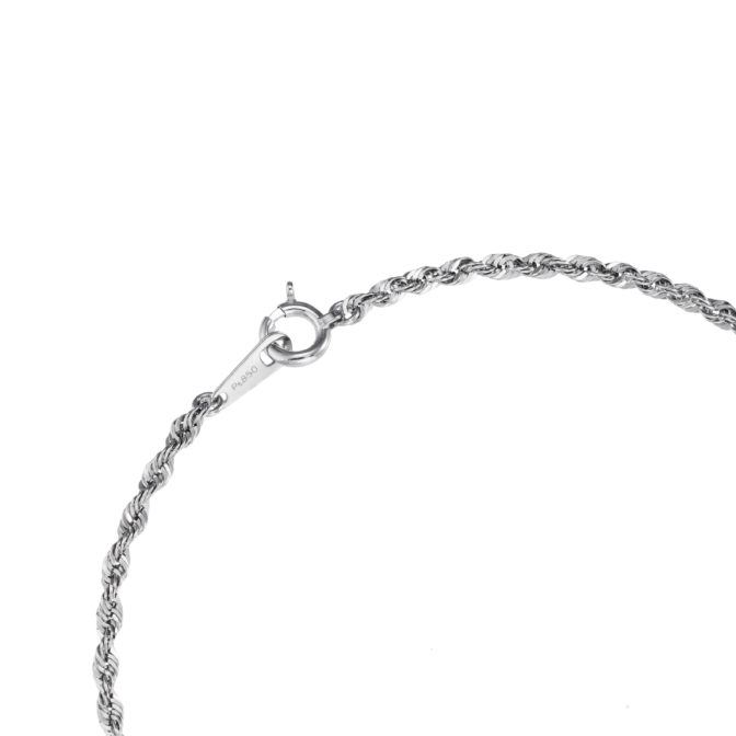 Pt850 プラチナ ロープ チェーン ブレスレット 2mm幅