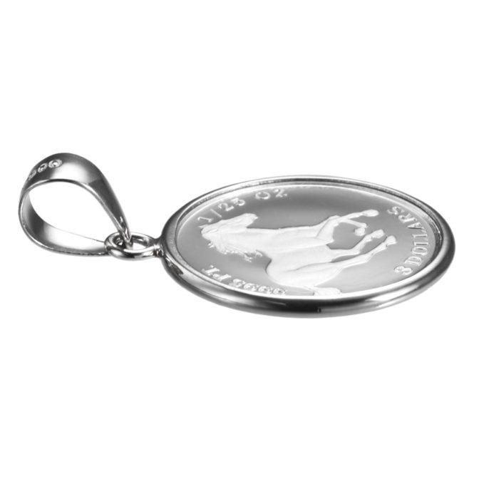 純プラチナ Pt999 コインペンダント ツバル ホース 1/25oz pt900 シンプルフレーム