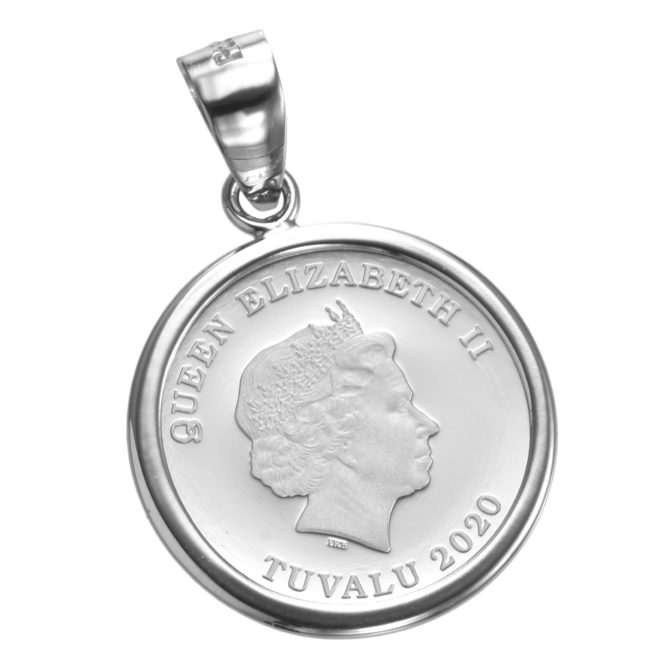 純プラチナ Pt999 コインペンダント ツバル ホース 1/25oz pt900 シンプルフレーム