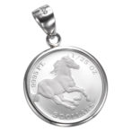 純プラチナ Pt999 コインペンダント ツバル ホース 1/25oz pt900 シンプルフレーム