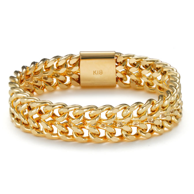 K18 18金 キヘイ ビスマルク チェーン リング 4mm幅 ソフトタイプ