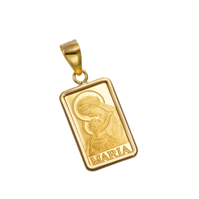 K24 純金 インゴット ペンダント 聖母 マリア 1g シンプルフレーム サンカクバチカン