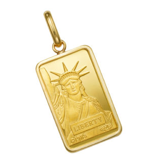 K24 純金 インゴット ペンダント リバティ 自由の女神 10g シンプルフレーム