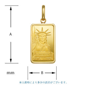 K24 純金 インゴット ペンダント リバティ 自由の女神 10g シンプルフレーム