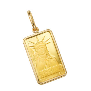 K24 純金 インゴット ペンダント リバティ 自由の女神 5g シンプルフレーム