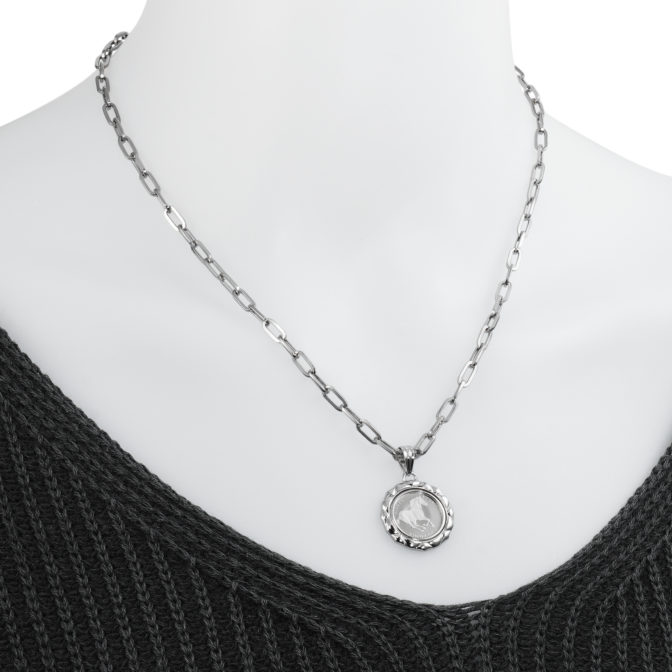 Pt999 純プラチナ ツバルホース コインペンダント 1/25oz デザインフレーム No.01