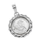 Pt999 純プラチナ ツバルホース コインペンダント 1/25oz デザインフレーム No.01