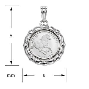 Pt999 純プラチナ ツバルホース コインペンダント 1/25oz デザインフレーム No.01