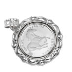 Pt999 純プラチナ ツバルホース コインペンダント 1/25oz デザインフレーム No.01