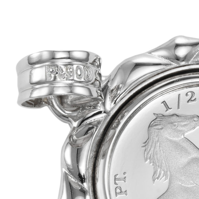 Pt999 純プラチナ ツバルホース コインペンダント 1/25oz デザインフレーム No.01