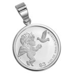 Pt999 純プラチナ コインペンダント ツバル1エンジェル 1/25oz Pt900 シンプルフレーム