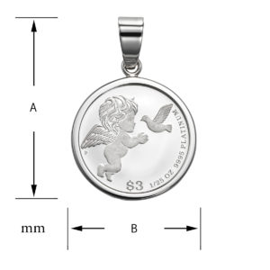 Pt999 純プラチナ コインペンダント ツバル1エンジェル 1/25oz Pt900 シンプルフレーム