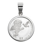 Pt999 純プラチナ コインペンダント ツバル1エンジェル 1/25oz Pt900 シンプルフレーム