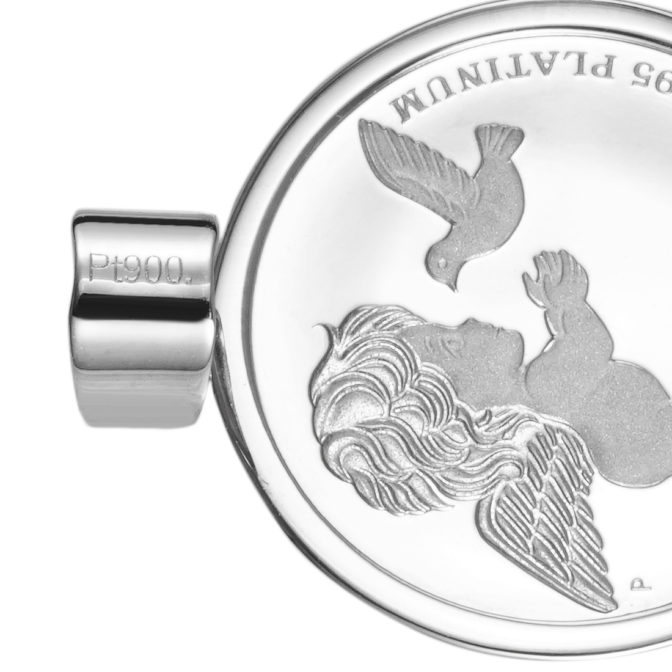 Pt999 純プラチナ コインペンダント ツバル1エンジェル 1/25oz Pt900 シンプルフレーム
