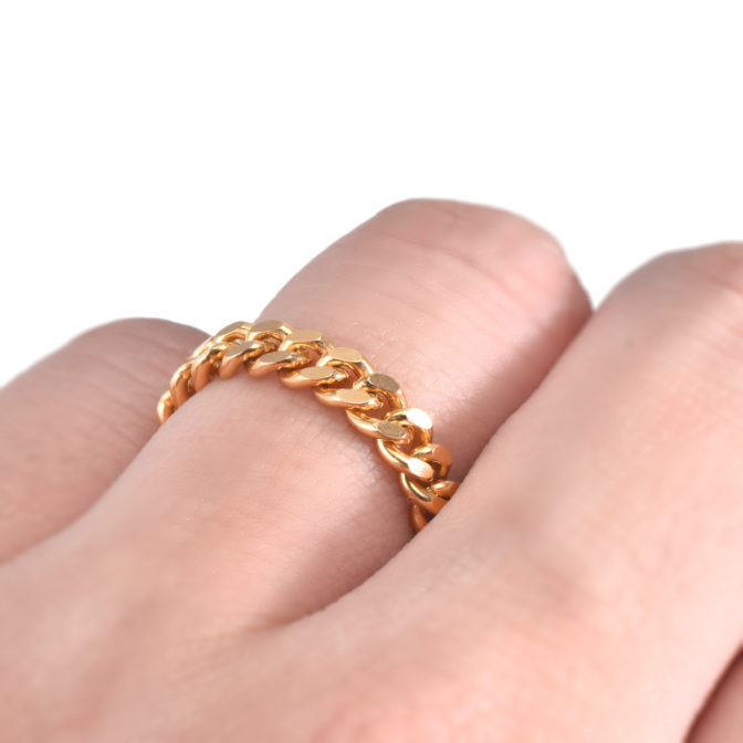 18金 K18 喜平リング 2面カット シングル ソフトタイプ 3.9mm幅