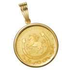 K24 純金 コインペンダント トップ ロイヤルミント ホース チャールズ 1/10oz シンプルフレーム