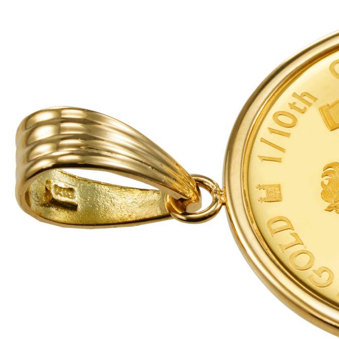 K24 純金 コインペンダント トップ ロイヤルミント ホース チャールズ 1/10oz シンプルフレーム