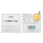 K24 純金 コインペンダント トップ ロイヤルミント ホース チャールズ 1/10oz シンプルフレーム