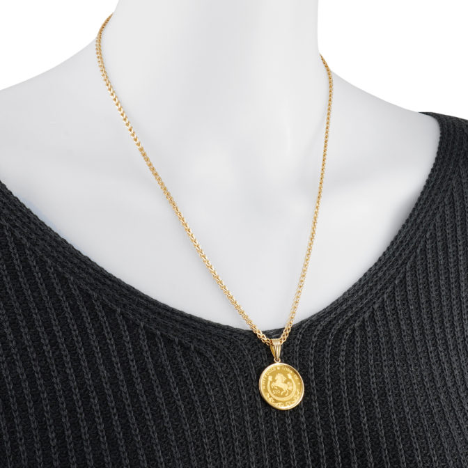 K24 純金 コインペンダント トップ ロイヤルミント ホース チャールズ 1/10oz シンプルフレーム