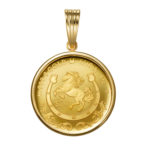 K24 純金 コインペンダント トップ ロイヤルミント ホース チャールズ 1/10oz シンプルフレーム