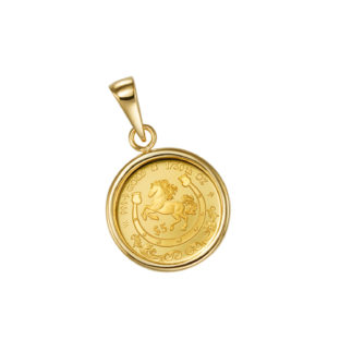 K24 純金 コイン ペンダント ロイヤルミント ホース チャールズ  1/30oz シンプルフレーム