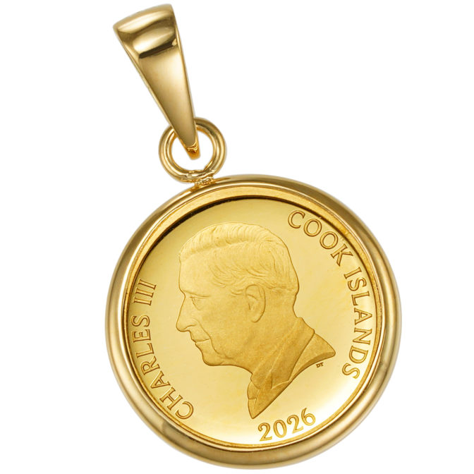 K24 純金 コインペンダント トップ ロイヤルミント ホース チャールズ 1/30oz シンプルフレーム