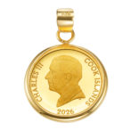 K24 純金 コインペンダント トップ ロイヤルミント ホース チャールズ 1/30oz シンプルフレーム