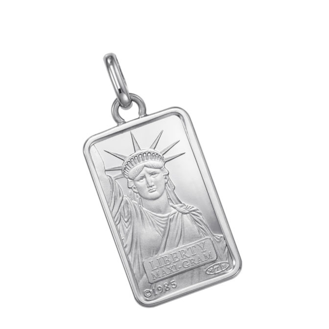 Pt999 純プラチナ インゴット ペンダント リバティ 自由の女神 5g Pt850 シンプルフレーム (フセコミ枠)