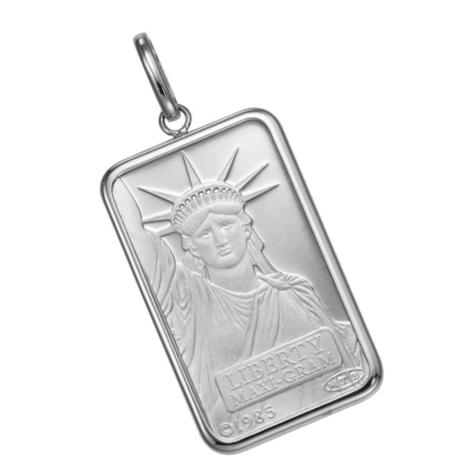Pt999 プラチナ インゴット ペンダント リバティ 自由の女神 5g Pt900 シンプルフレーム ウメコミ枠